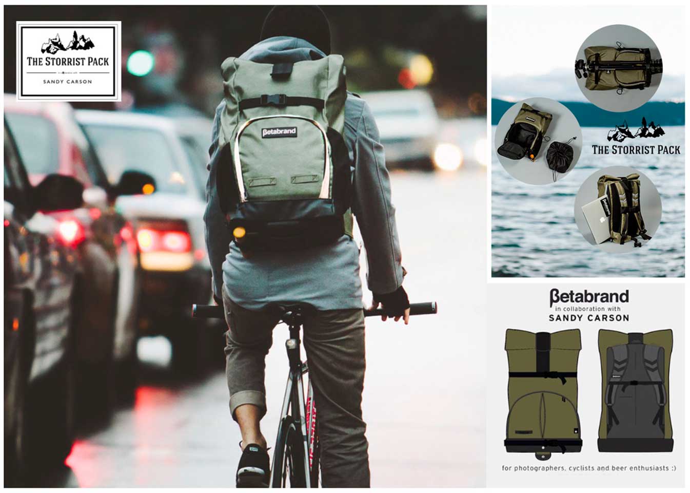 Signature camera/cycling backpack in collaboration with Betabrand